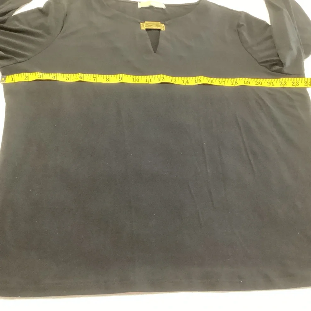 Michael Michael Kors Black Pullover Top with Gold Metal Logo XL Stretchy Goth - Picture 5 of 6